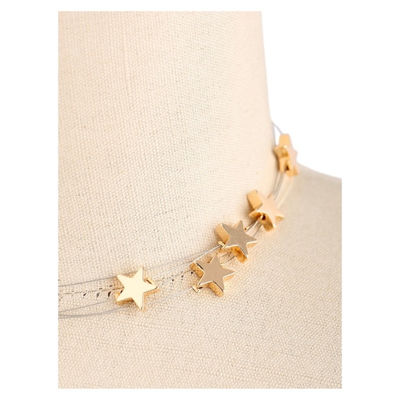 Gold Stars Layered Short Necklace - Picture 3 of 4